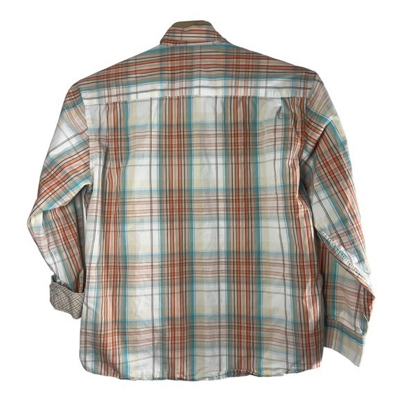 Alan Flusser Mens XXL Long Sleeve‎ Button Down Shirt Coral/Blue/Pink - Picture 5 of 5